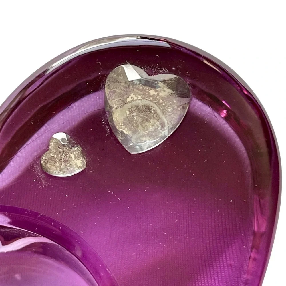PartyLite #7787 Purple Passion Glass Votive Candle Holder w/Crystal Hearts - Picture 5 of 7